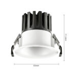 12W GU10 Recessed LED Spotlight, 75mm Cutout, Anti-Glare Ceiling Downlight, Black Housing - Detail dimension Image