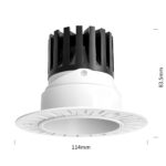 GU10 module recessed LED spotlight, 12W, 75mm cutout, swivel ring for left-right adjustment, anti-glare beveled trim-detail dimension image