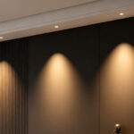 GU10 module recessed LED spotlight, 12W, 75mm cutout, swivel ring for left-right adjustment, anti-glare beveled trim